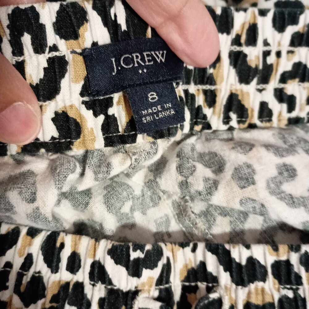 J Crew Linen Blend Animal Print Joggers Drawstring Waist 8 - Picture 7 of 7